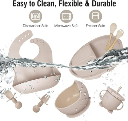 Juego de cubiertos de silicona para bebé (6 piezas) · Set completo BLW y autoalimentación